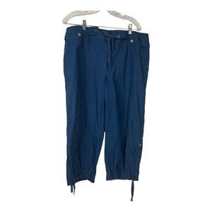 French Laundry Women Cropped Pants Size 16 Blue Sport Cotton